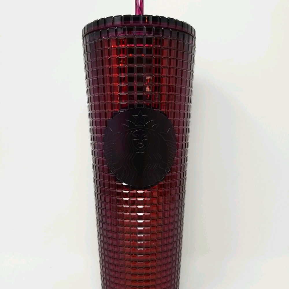 NWT Starbucks 2020 Berry Plum Grid Disco Tumbler